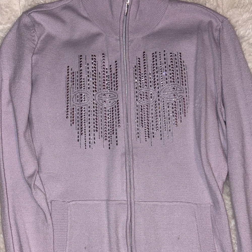 Bebe Lavender Zip-Up Sweater - Picture 4 of 4